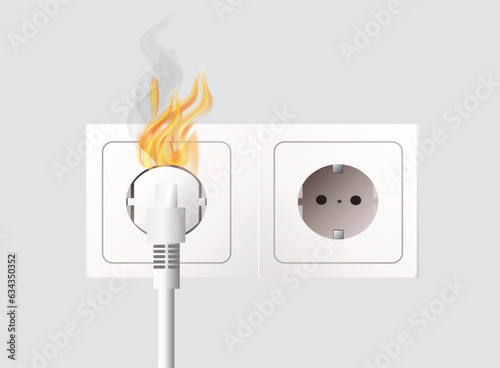 Short circuit electric outlet fire