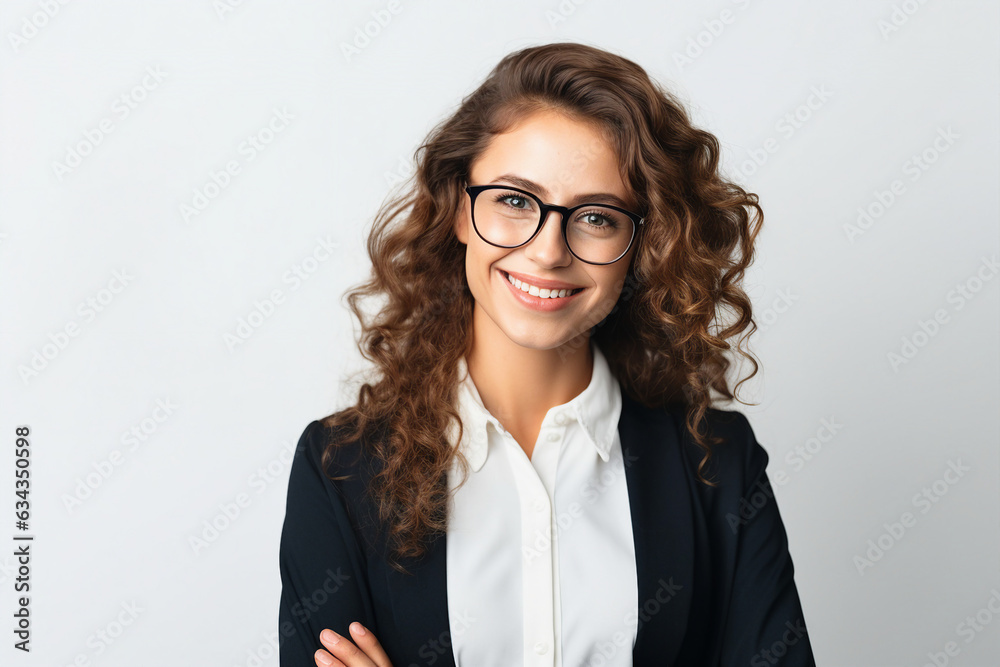 Generative AI portrait of young charming confident woman in formal clothes suit experienced office worker Generative AI portrait of young charming confident woman in formal clothes suit experienced office worker