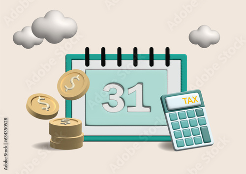 Tax preparation abstract concept 3d vector illustration. The corporate tax, taxable income, document preparation, payment planning, corporate accountancy, and annual return abstract metaphor
