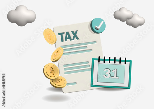 Tax preparation abstract concept 3d vector illustration. The corporate tax, taxable income, document preparation, payment planning, corporate accountancy, and annual return abstract metaphor