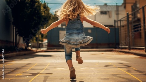 Back of young girl playing