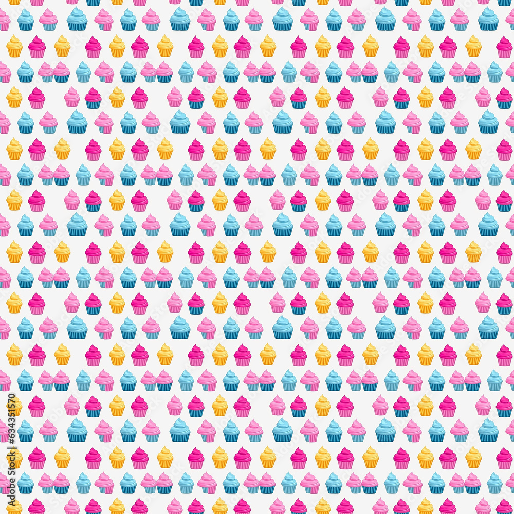 Colorful cupcakes pattern wallpaper.