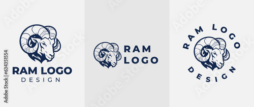 Ram head logo, Abstract vector horns ram animal sheep logo, icon Aries, sign goat. Design template premium brand business, graphic badge company.