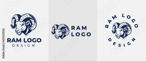 Ram head logo, Abstract vector horns ram animal sheep logo, icon Aries, sign goat. Design template premium brand business, graphic badge company.