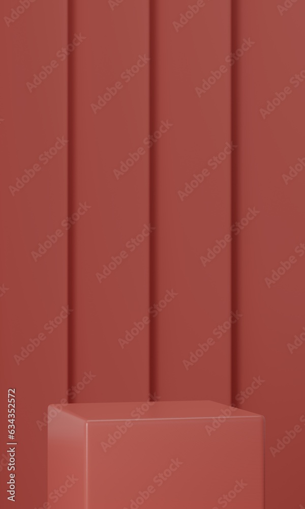 3d product background with single copper rust box podium and copper rust backdrop, vertical 3d product background with single copper rust box podium and copper rust backdrop, vertical