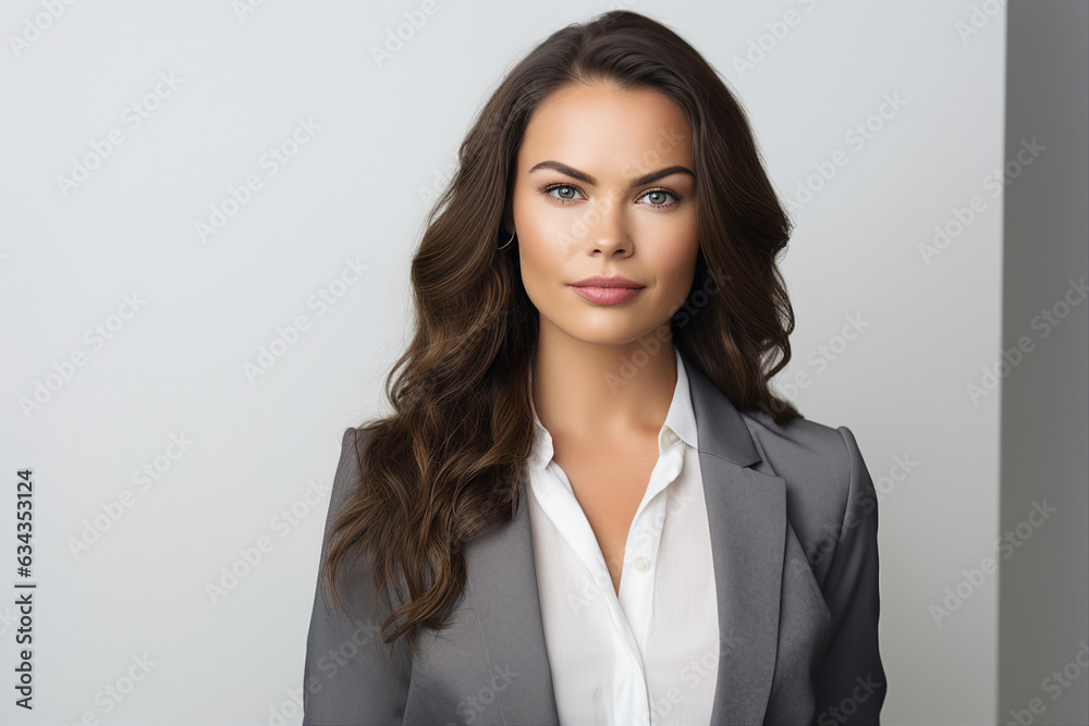 Made with Generative IA tech illustration charming businesswoman smiling confident office worker Made with Generative IA tech illustration charming businesswoman smiling confident office worker