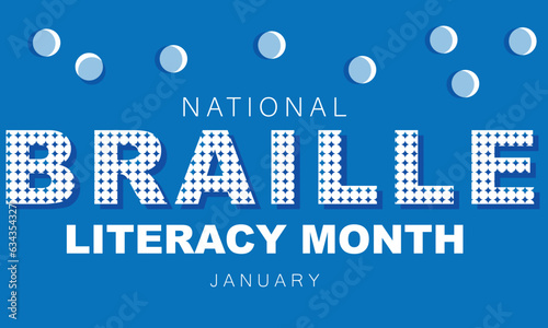 National Braille literacy month. background, banner, card, poster, template. Vector illustration.