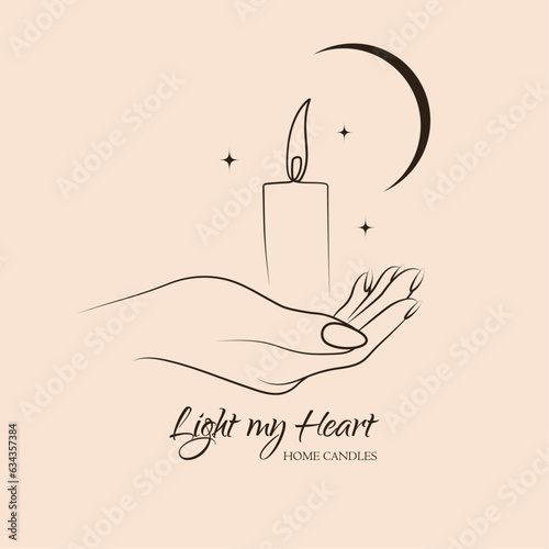 Logo for Home Candles, Light my heart, vector illustration
