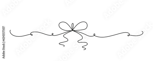 Print op canvas Tied ribbon bow hand drawing one line