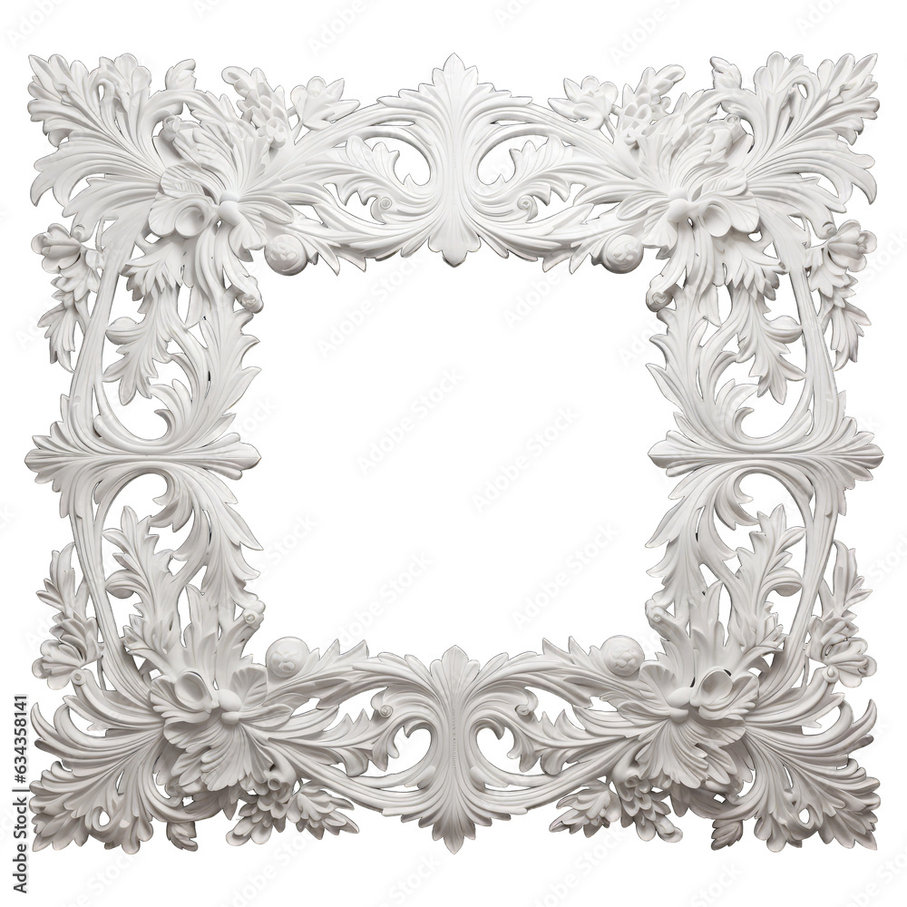 Obraz premium White frame with carved floral motifs. Bringing the beauty of nature indoors 1