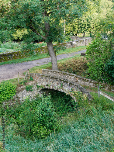 Historic stone bridge of "Planche à cul" near Saint-Croix-en-Jarez carthusian monastery, PIlat, France