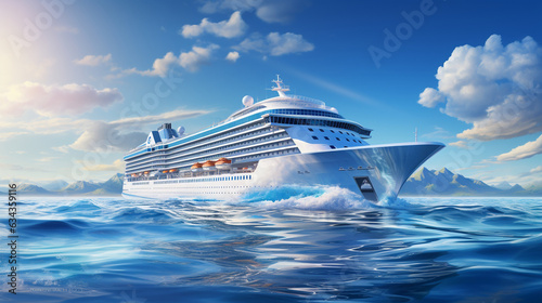 Modern Cruise Ship: A luxurious modern cruise ship, towering above the waves, promising relaxation and adventure on the high seas  © Наталья Евтехова
