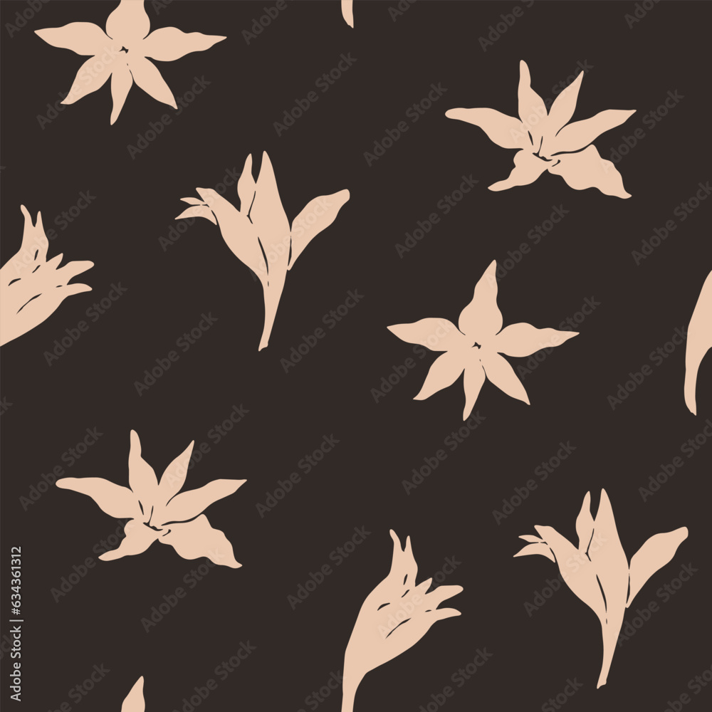 Elegant floral ornament repeat background. Vintage style botanical wallpaper. Flowers bloom drawing isolated on background. Vector illustration