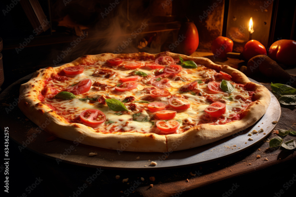 Pizza out of the oven Pizza out of the oven