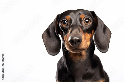 Portrait of Dachshund dog on white background