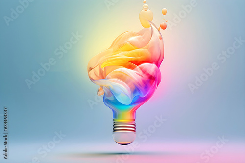 Vibrant Light Bulb on a Colorful Background Generative AI