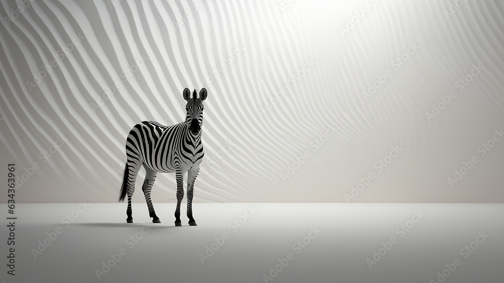 Zebra im weißen Gebäude als Poster und Hintergrundmotiv Querformat für Banner, ai generativ - obrazy, fototapety, plakaty 