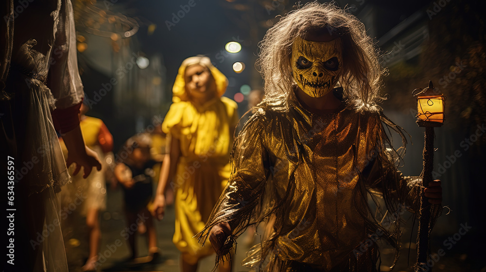 Scary Halloween zombie. Kid in costume. Scary Halloween zombie. Kid in costume.