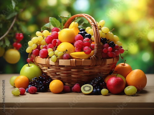Colorful fruit basket showcases healthy and fresh variety
 Ai generative.