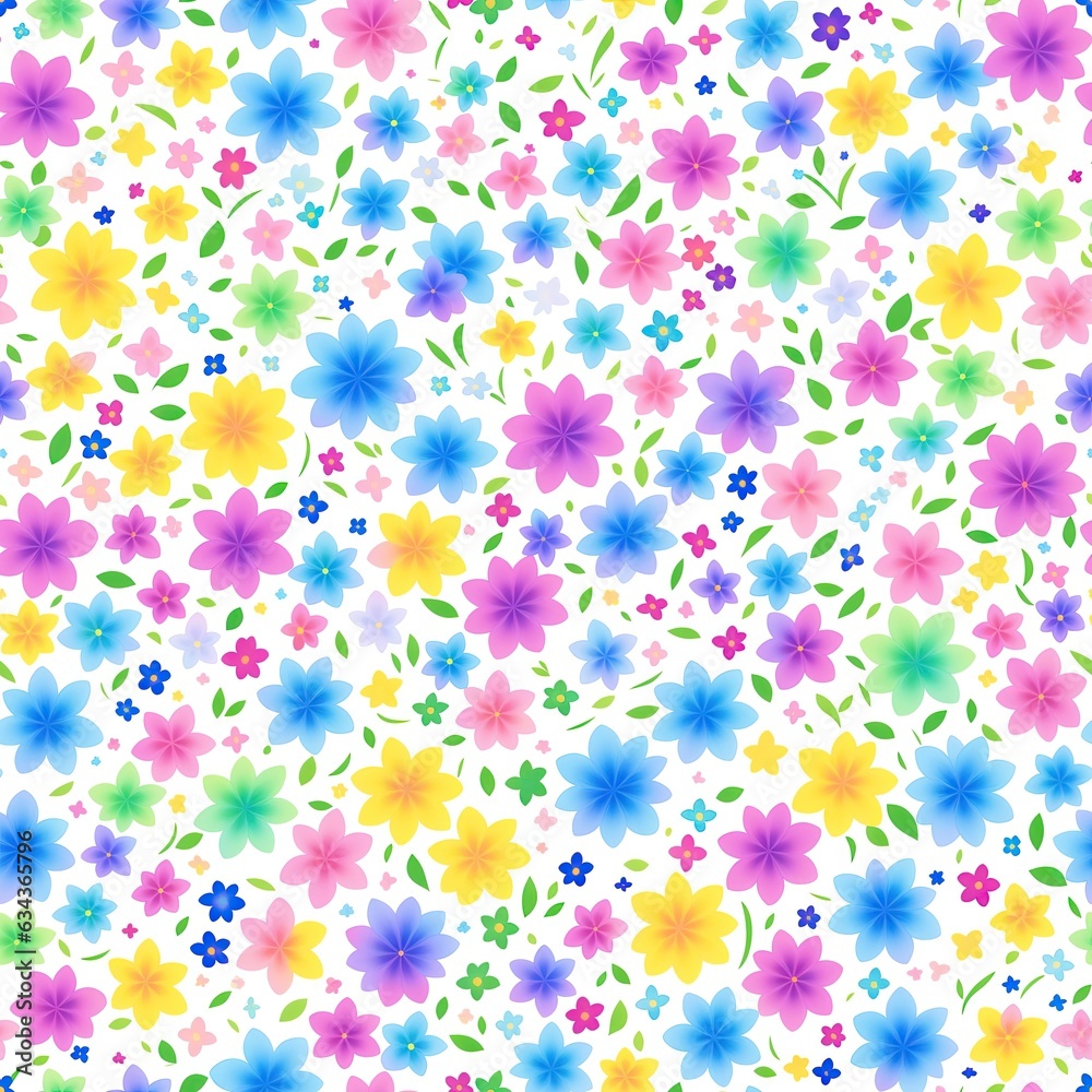 Seamless pattern of colored flowers. AI generated. Seamless pattern of colored flowers. AI generated.