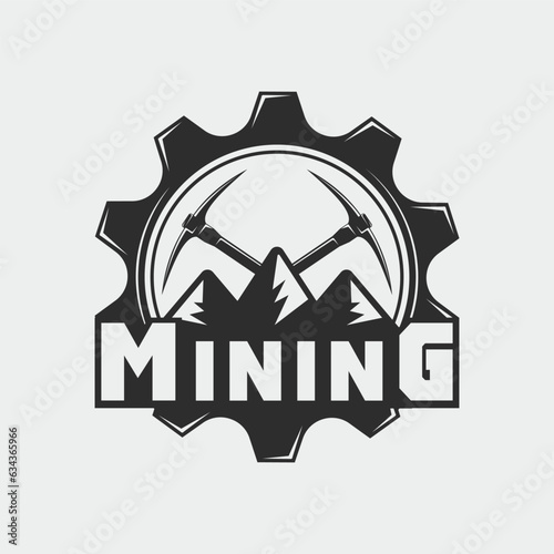mining logo line art vintage vector illustration template icon graphic design