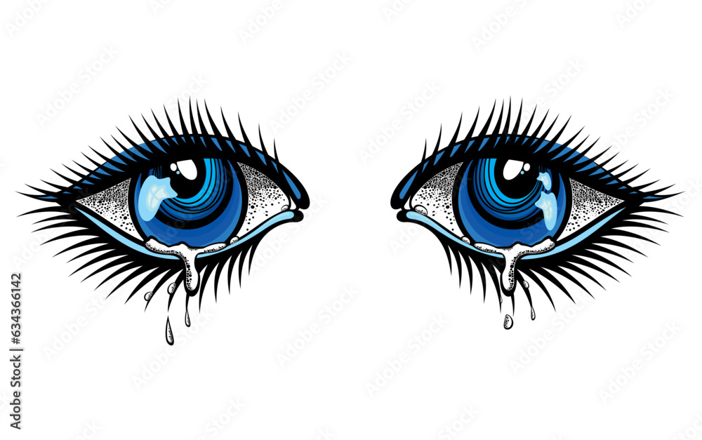 Eyes with tears. Suffering person. Concept illustration Eyes with tears. Suffering person. Concept illustration