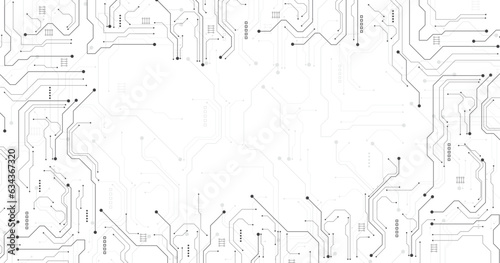 Technology black circuit diagram concept.High-tech circuit board connection system.Vector abstract technology on white background.