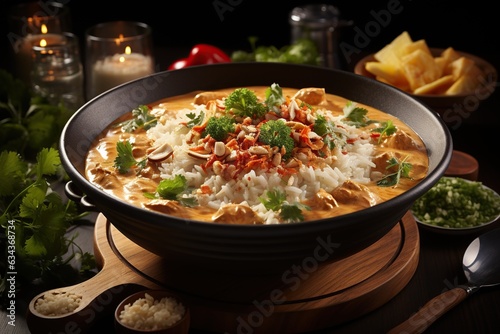 Massaman Curry: Experience the richness of this coconut-based curry with tender beef or chicken, infused with fragrant spices and peanuts.Generated with AI