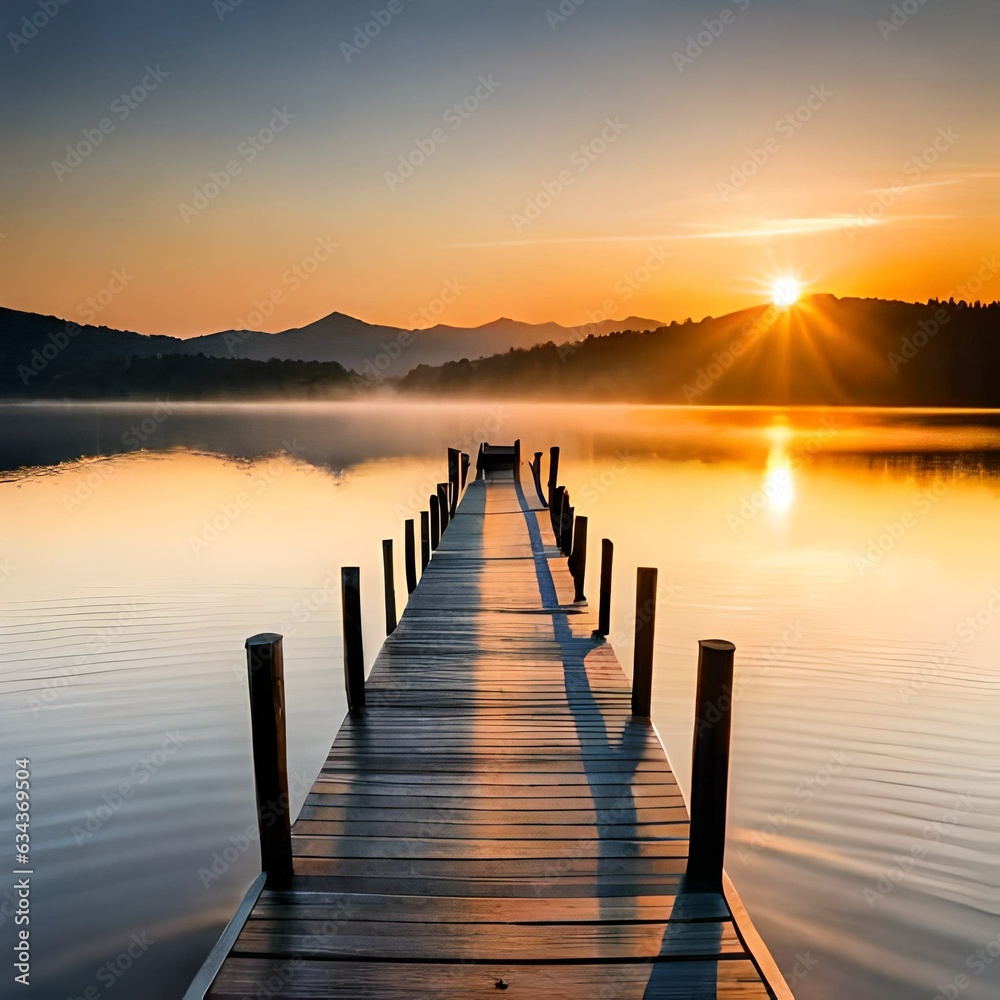 Fototapeta premium sunset on the lake