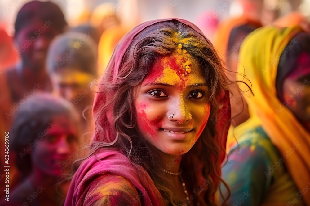 Holi Indian holiday, popular Hindu festival celebrated as the Festival of Colours, Love and Spring, AI generated Holi Indian holiday, popular Hindu festival celebrated as the Festival of Colours, Love and Spring, AI generated