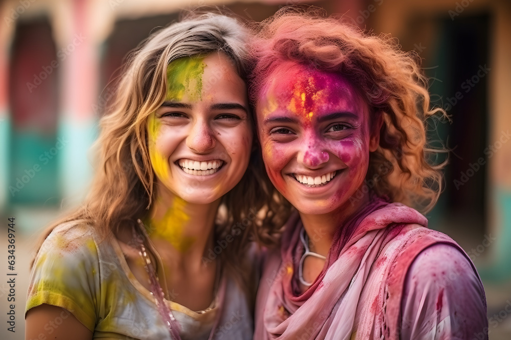 Holi Indian holiday, popular Hindu festival celebrated as the Festival of Colours, Love and Spring, AI generated Holi Indian holiday, popular Hindu festival celebrated as the Festival of Colours, Love and Spring, AI generated