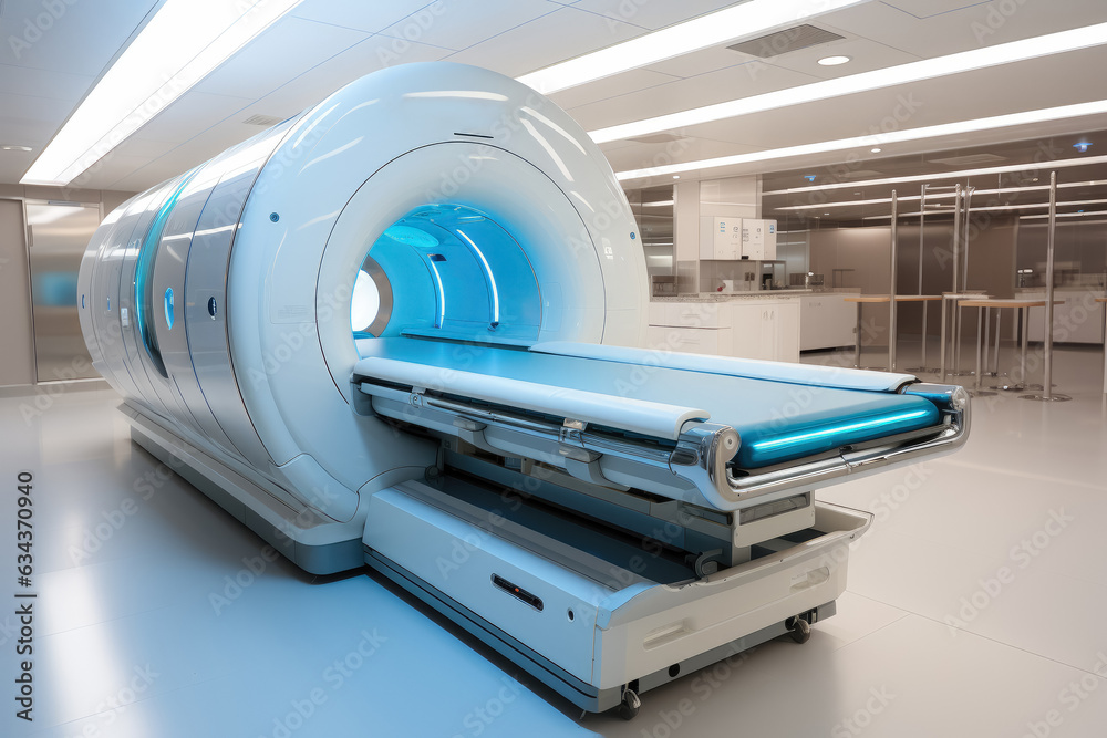 CT Scan Device in Hospital , Medical CT or MRI Medical Equipment and Health Care , Magnetic Resonance Imaging Machine , Created with generative AI CT Scan Device in Hospital , Medical CT or MRI Medical Equipment and Health Care , Magnetic Resonance Imaging Machine , Created with generative AI