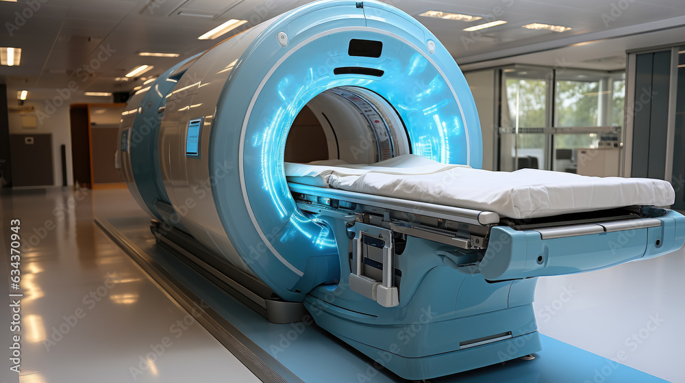 CT Scan Device in Hospital , Medical CT or MRI Medical Equipment and Health Care , Magnetic Resonance Imaging Machine , Created with generative AI CT Scan Device in Hospital , Medical CT or MRI Medical Equipment and Health Care , Magnetic Resonance Imaging Machine , Created with generative AI