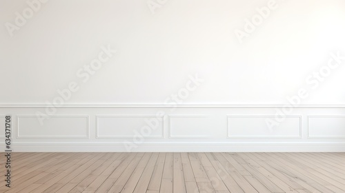 Empty room and wall and wooden floor. Interior background for presentation. Generative AI