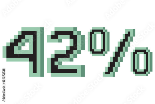 42 percent with pixel art 3d. Vector illustration