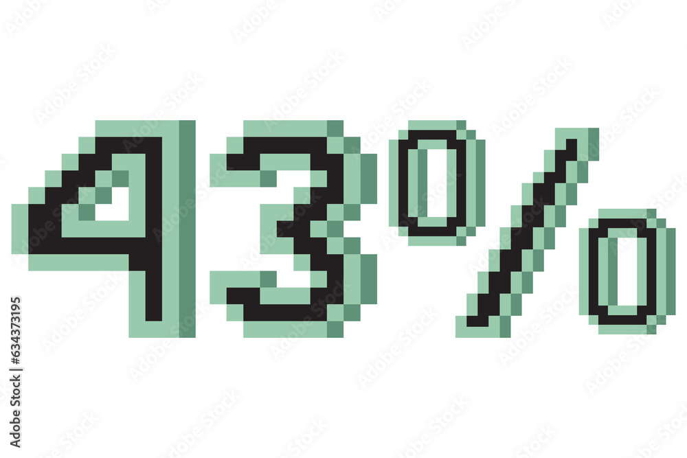 Fototapeta premium 43 percent with pixel art 3d. Vector illustration