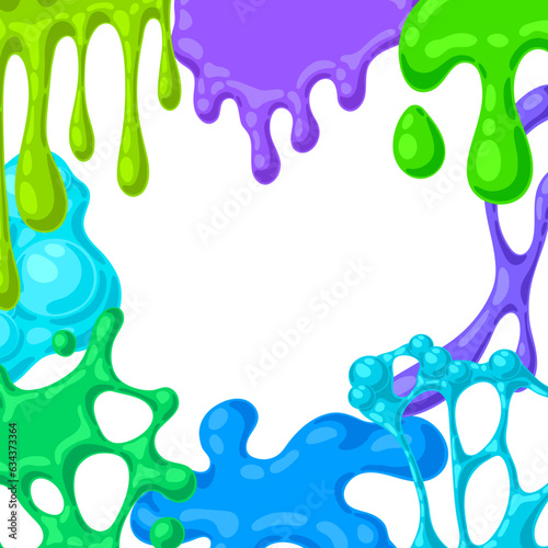 Blots and drips slime background. Toxic mucus smudges streaks and blotch.