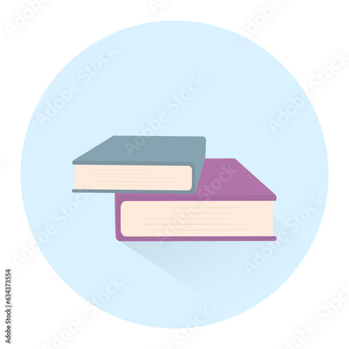 Simple vector books icon in flat style. Closed blue and violet books with shadow. Education, school. Vector illustration