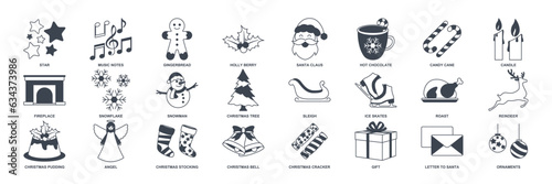 Christmas and New Year icon set  Included icons as Christmas Tree  Santa Claus  Hot Chocolate and more symbols collection  logo isolated vector illustration