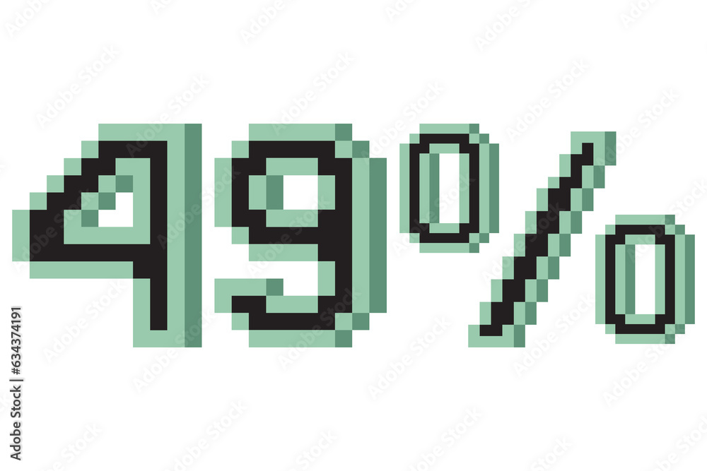 49 percent with pixel art 3d. Vector illustration 49 percent with pixel art 3d. Vector illustration