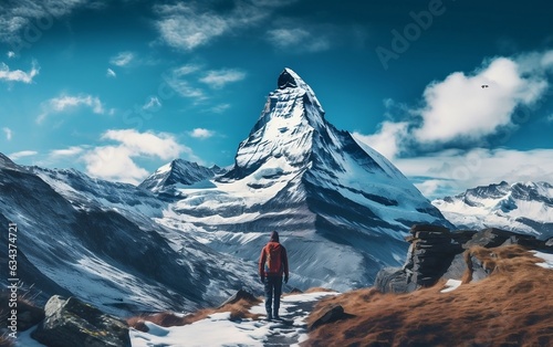 Solitude Majestic Mountain Backdrop. Generative AI