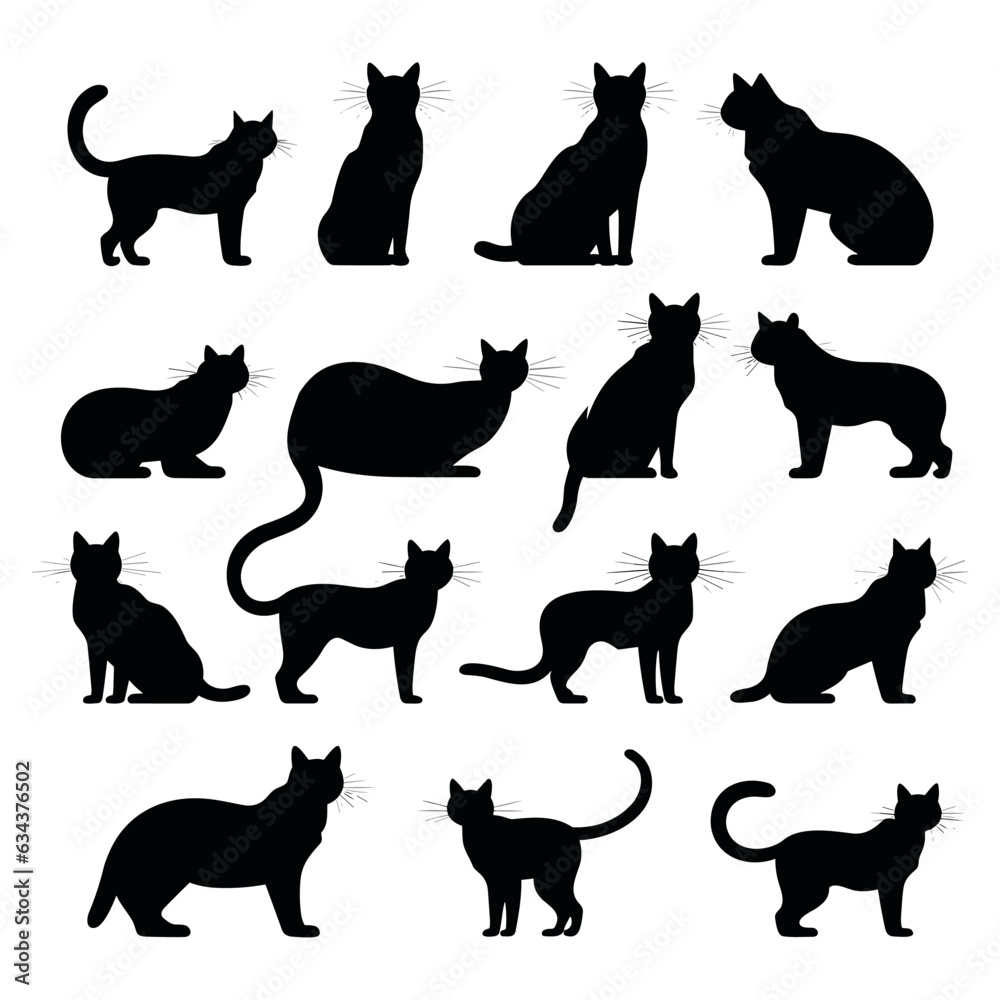 set of cats silhouettes