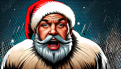 Surprised comic book style Santa Claus