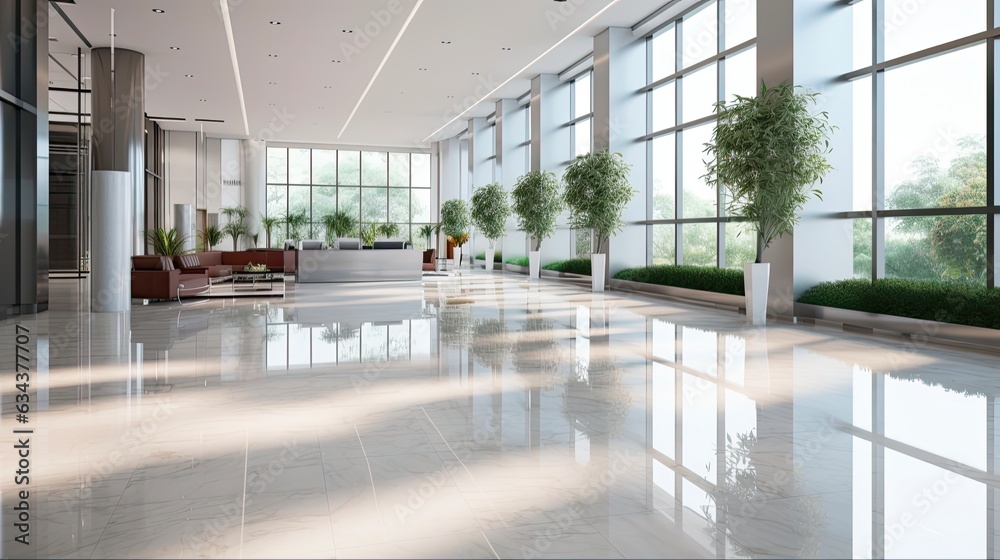 Sparkling Marble Floor in Modern Commercial Lobby | Clean & Shiny Tiles ...