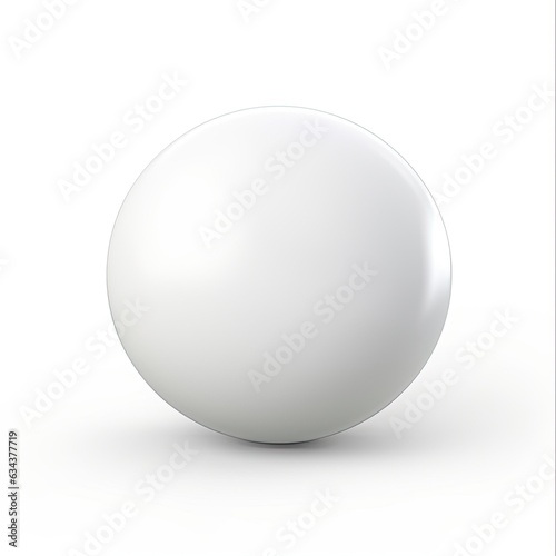 White Ball on Isolated Background. Realistic 3D Rendering of Round Object with Shadow in Pure White Sphere. Symbolic Illustration: Generative AI