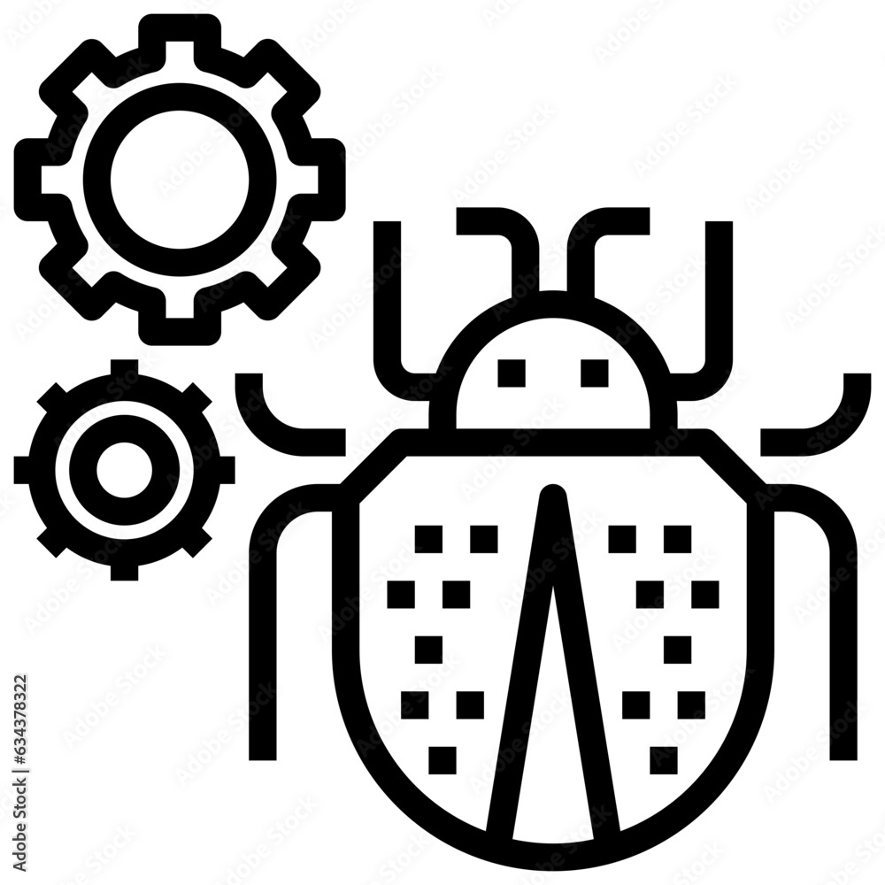 BUG FIXING line icon,linear,outline,graphic,illustration