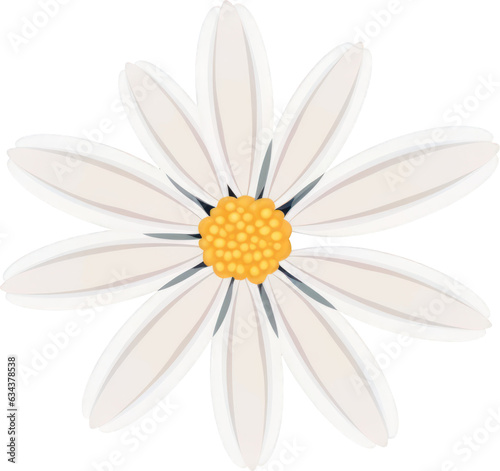 Beautiful clip art illustration of a white daisy flower against a transparent background, perfect for adding a touch of elegance to your creative projects. Generative AI