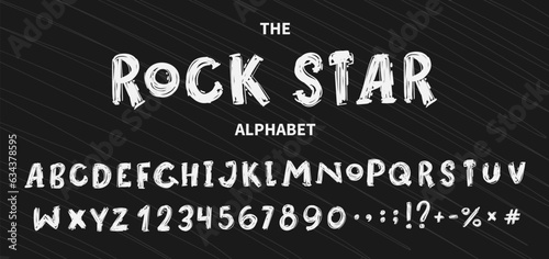 Graffiti grunge style type font. Set of rock'n roll and punk retro style font. Hand drawn alphabet for print tee and poster design. Cyberpunk brush lettering set. 80s, 90s, 00s style.
