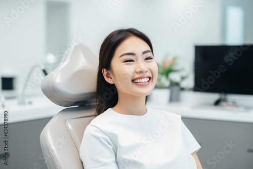 Smiling Asian Woman in Dental Chair