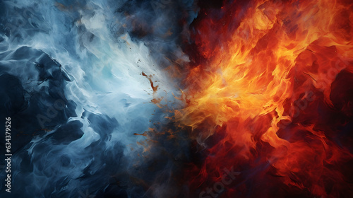 Abstract image of fire and ice meeting in violent beauty. 
